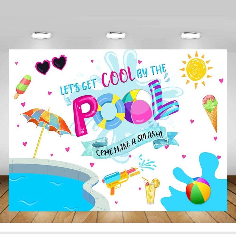 MEHOFOTO Summer Cool Swimming Pool Party Backdrop